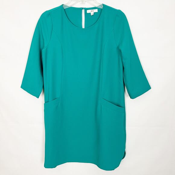 JACK 3/4 Sleeve Shift Green Dress - Picture 1 of 11